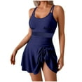 thumbnail image 1 of Efsteb Womens Bathing Suits Tankini Summer Beach Conservative Two Piece Bathing Suits Tankini Top with Bottom High Waist Bikini Solid Color Swimwear (Navy,L), 1 of 6