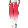 thumbnail image 1 of Efsteb Womens Casual High Waist Drawstring Sweatpants with Elastic Waist Solid Color Loose Fit Pants Red L, 1 of 4