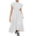 thumbnail image 1 of Efsteb Womens Casual Maxi Dresses Mock Neck Pleated Ruffle Cape Dress Loose A-Line Flowy Boho Beach Dresses (White,XL), 1 of 6