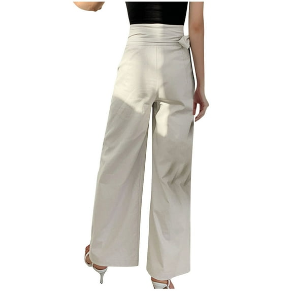 Efsteb Womens Dress Pants High Waist Baggy Pants Solid Color Casual Business Casual Pants for Women Loose Comfortable Pants for Women Wide leg Pants Trousers Pants for Women Trousers Beige L