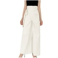 thumbnail image 1 of Efsteb Womens Dress Pants High Waist Baggy Pants Solid Color Casual Business Casual Pants for Women Loose Comfortable Pants for Women Wide leg Pants Trousers Pants for Women Trousers White L, 1 of 7