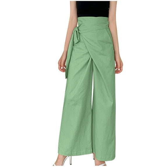 Efsteb Womens Dress Pants High Waist Baggy Pants Solid Color Casual Business Casual Pants for Women Loose Comfortable Pants for Women Wide leg Pants Trousers Pants for Women Trousers Green M