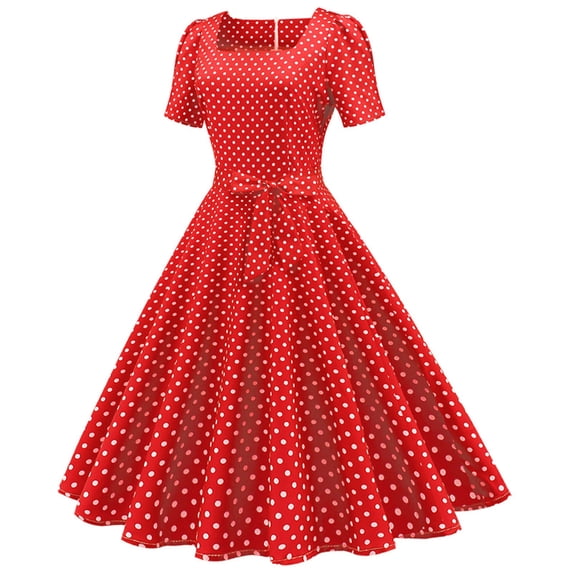 Efsteb Womens Dresses Summer Short Sleeve Spring Square Neck Loose Fit 1950s Evening Party Prom Dress Casual Solid Color Resort Dress ,Size:XXL