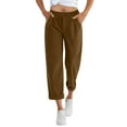 thumbnail image 1 of Efsteb Womens Fall Pants Corduroy Pant Women Casual Loose Slim Fit Waisted Button On Pants Fashion Wide Leg Trousers with Pockets (Brown,S), 1 of 6