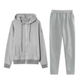 thumbnail image 1 of Efsteb Womens Fall Sweatsuits Two Piece Sets Zip Up Hooded Long Sleeve Coats Casual Travel Jogger Pants Tracksuits (Gray,M), 1 of 4