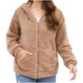 thumbnail image 1 of Efsteb Womens Fleece Jacket Hooded Single Breasted Long Sleeve Plush Casual Jacket Solid Color for Fall and Winter Everyday Wear Khaki XXL, 1 of 6