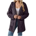 thumbnail image 1 of Efsteb Womens Fleece Jacket Plush Soft Casual Comfortable Jacket Solid Color Fashion Warm Outwear with Pockets Purple S, 1 of 9
