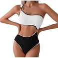 thumbnail image 1 of Efsteb Womens High Waisted Bikini Bottoms Women's Ribbed Bikini Sets One Shoulder Top Two Piece Swimsuits Textured Adjustable Strap Cheeky Bathing Suit (Black,XL), 1 of 7