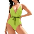 thumbnail image 1 of Efsteb Womens High Waisted Bikini Bottoms Women's Swimsuit V Neck Straps Swimsuits Trendy Tie Waist Backless Bathing Suits Swimwear (Green,L), 1 of 4
