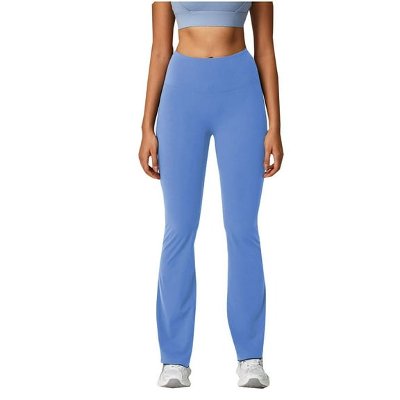 Efsteb Womens High Waisted Yoga Pants Bootcut Flare Leggings Casual Comfy Sports Leggings (Blue,S)