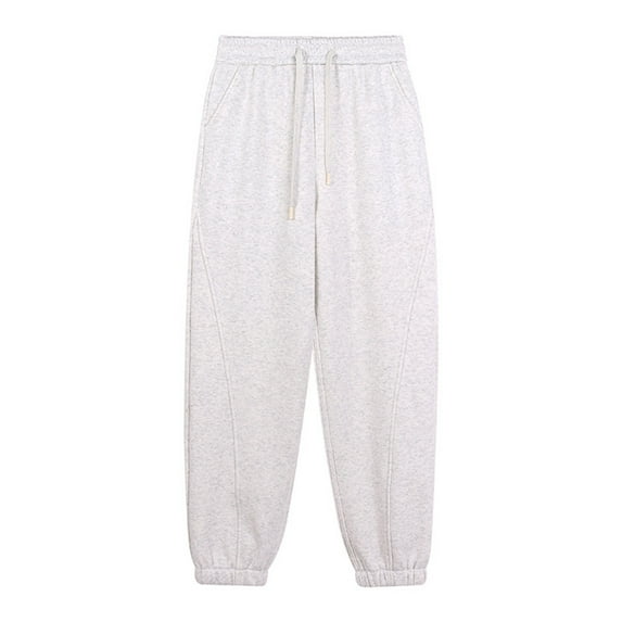 Efsteb Womens Jogger Pants Elastic Waisted Drawstring Sweatpants Casual Loose Gym Sweat Pants with Pockets (White,M)