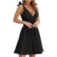thumbnail image 1 of Efsteb Womens Knee Length Dresses Tie Straps V Neck Sleeveless A-Line Swing Dress Party Cocktail Dresses (Black,XXL), 1 of 8