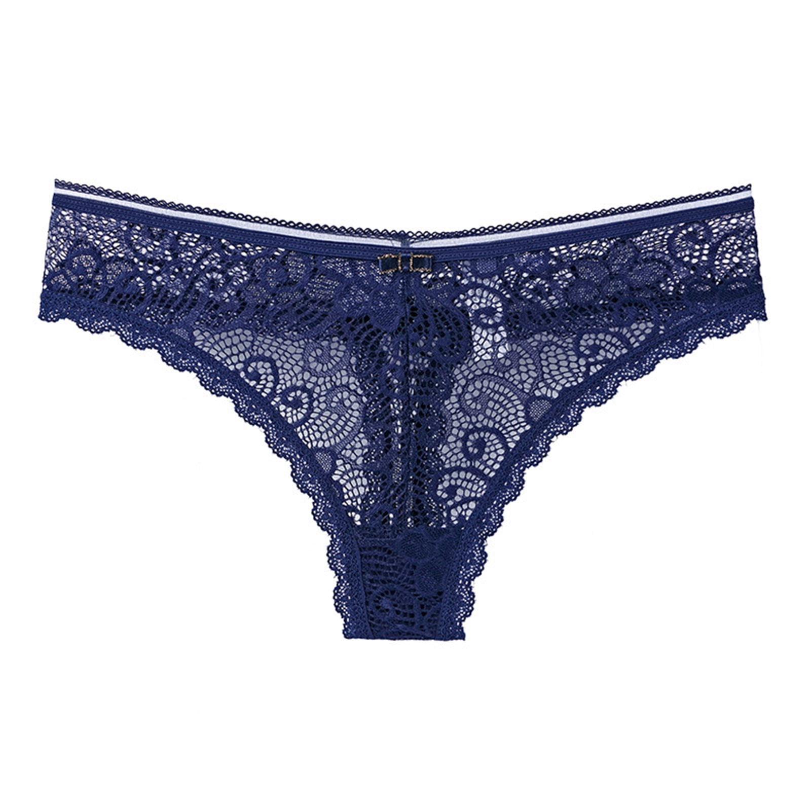 QTBIUQ Lace Women Solid Comfort Underwear Skin Friendly Briefs Panty  Intimates Thong(Dark Blue,One Size) 