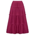 thumbnail image 1 of Efsteb Womens Long Skirts High Waist Long Ankle Pleated Skirt Solid Color Casual Fashion Fall Comfy Skirts (Red,M), 1 of 4