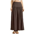 thumbnail image 1 of Efsteb Womens Long Skirts High Waist Pleated Long Skirt Comfy Casual Fashion Fall Solid Color Skirts (Coffee,XL), 1 of 8
