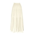 thumbnail image 1 of Efsteb Womens Long Skirts High Waist Pleated Long Skirt Fashion Casual Comfy Solid Color Fall Skirts (Beige,M), 1 of 7