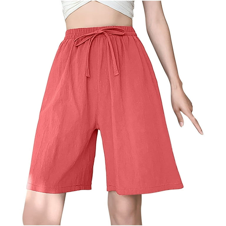 Efsteb Womens Loose Shorts With Pockets Solid Color High Waist Wide Leg  Shorts Baggy Shorts Trendy Casual Shorts Comfy Summer Shorts with Pocket  Orange XXXL 