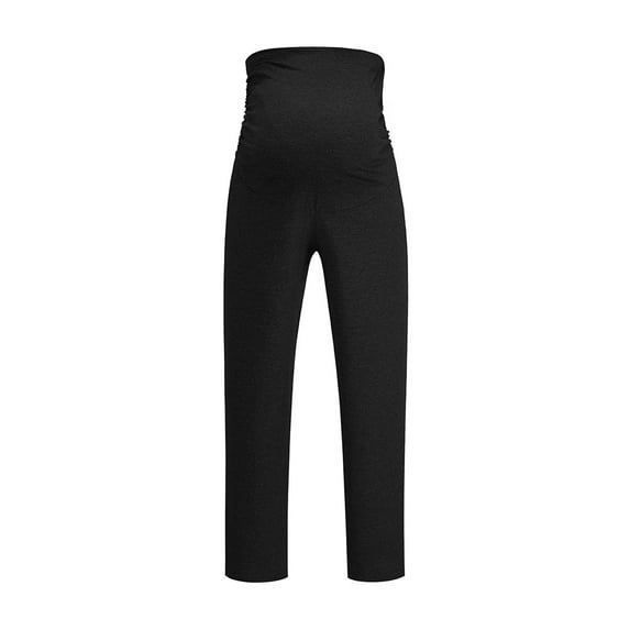 Efsteb Womens Maternity Pants Solid Color Casual Stretch Slim Yoga Pants Workout Pregnancy Pants (Black,XXL)