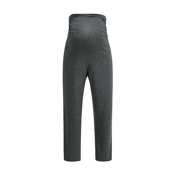 Efsteb Womens Maternity Pants Solid Color Casual Stretch Slim Yoga Pants Workout Pregnancy Pants (Dark Gray,S)