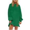 thumbnail image 1 of Efsteb Womens Oversized Long Sleeve Patchwork Sweatshirt Dress Crewneck Tunic Sweatshirts Fall Loose Pullover Top (Army Green,XXL), 1 of 6