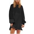 thumbnail image 1 of Efsteb Womens Oversized Long Sleeve Patchwork Sweatshirt Dress Crewneck Tunic Sweatshirts Fall Loose Pullover Top (Black,XXL), 1 of 6