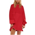 thumbnail image 1 of Efsteb Womens Oversized Long Sleeve Patchwork Sweatshirt Dress Crewneck Tunic Sweatshirts Fall Loose Pullover Top (Red,XL), 1 of 6