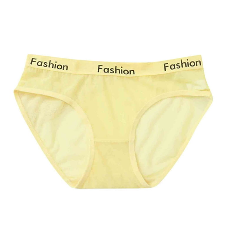 Efsteb Womens Panties Cotton Underwear Comfortable Lingerie Underwear  Breathable Briefs Knickers Panties Solid Color Briefs Yellow 