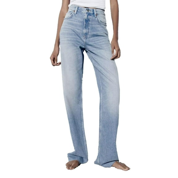 Efsteb Womens Pants Button Zipper High Waist Pockets Denim Pants Loose Wide leg Pants Trousers Pants for Women Solid Color Sweatpants Pants for Women Comfortable Casual Trousers Light Blue S