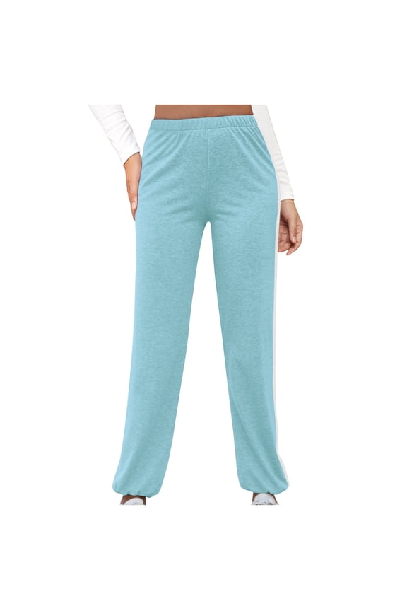 Womens Pants Casual High Waisted Sweatpants Loose Lightweight Workout Leg Binding Pants Light Blue S