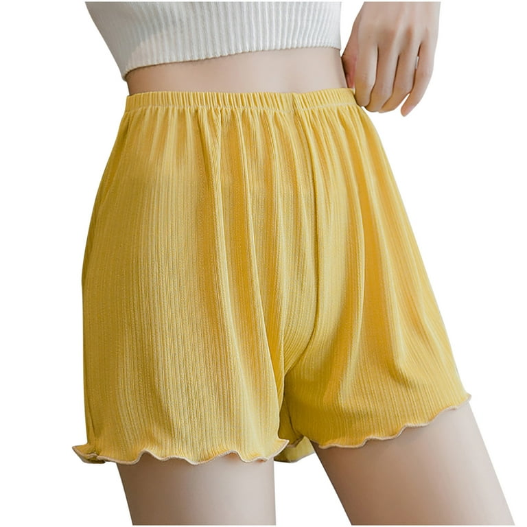 Efsteb Womens Shorts Leggings High Rlasticity Half Pants Can Be Worn  Externally Slim Fitting Leggings Trendy Casual Shorts Comfy Baggy Shorts  Solid Color Shorts Yellow XL 