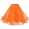 thumbnail image 1 of Efsteb Womens Skirt Elastic Waist Fold Skirt Summer Solid Color Comfy Fashion Casual Skirts (Orange,Free Size), 1 of 2