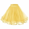 thumbnail image 1 of Efsteb Womens Skirt Elastic Waist Fold Skirt Summer Solid Color Comfy Fashion Casual Skirts (Yellow,Free Size), 1 of 2