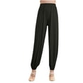 thumbnail image 1 of Efsteb Womens Soft Yoga Sports Dance Pants Loose Casual Solid Color Baggy High Waist Jogger Sweatpants (Black,M), 1 of 5