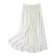 thumbnail image 1 of Efsteb Womens Summer Skirts Elastic Waist Mid Length Skirt Comfy Spring Fall Solid Color Casual Fashion Skirts (White,Free Size), 1 of 3
