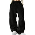 thumbnail image 1 of Efsteb Womens Sweatpants High Waisted Plus Size Sweatpants Fleece Lined Wide Leg Pants Winter Warm Baggy Pants Trousers (Black,M), 1 of 7
