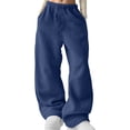 thumbnail image 1 of Efsteb Womens Sweatpants High Waisted Plus Size Sweatpants Fleece Lined Wide Leg Pants Winter Warm Baggy Pants Trousers (Blue,XXXL), 1 of 7