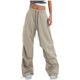 thumbnail image 1 of Efsteb Womens Sweatpants Wide Leg Pants Elastic Waisted Drawstring Cargo Pants Baggy Hiking Sweat Pants with Pockets Y2K Trousers (Khaki,L), 1 of 8