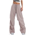 thumbnail image 1 of Efsteb Womens Sweatpants Wide Leg Pants Elastic Waisted Drawstring Cargo Pants Baggy Hiking Sweat Pants with Pockets Y2K Trousers (Pink,M), 1 of 8