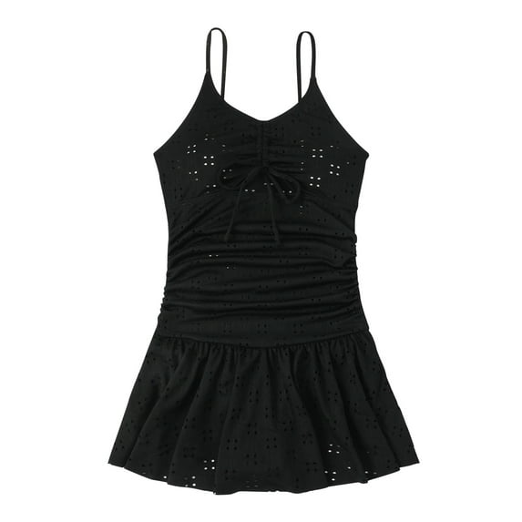 Efsteb Womens Swimsuit Swim Swimsuits Spaghetti Straps Bathing Suit Beach Bikini Slim Solid Color Summer Swimwear (Black,L)