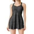 thumbnail image 1 of Efsteb Womens Swimsuits Tankini Two Piece Swim Suit Fashion Bathing Suits Solid Color Conservative Breathable Gathering Spaghetti Strap Gauze Skirt Swimsuit Swimwear (Black,M), 1 of 2