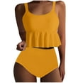 thumbnail image 1 of Efsteb Womens Swimsuits Two Piece Two Piece Bathing Suits Women Ruffle Tank Bikinis Top High Waisted Bikini Set Swimsuit Swimwear (Orange,XXXL), 1 of 5
