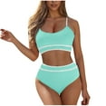 thumbnail image 1 of Efsteb Womens Swimsuits Two Piece Women's Ribbed Bikini Sets Color Block Swimsuit High Waisted Bathing Suit Push Up Bikinis Tops Bottoms Two Piece Bathing Suit (Light Blue,S), 1 of 4