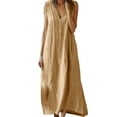 thumbnail image 1 of Efsteb Womens Tank Dress Sleeveless Loose Fit Long Button Tank Dress Casual Resort Dress Spring V-Neck Solid Color ,Size:XXXL, 1 of 6