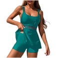 thumbnail image 1 of Efsteb Womens Tankini Swimsuits 2 Piece Conservative Two Piece Bathing Suits High Waist Bikini Solid Color Summer Tankini Top with Bottom Beach Swimsuit (Sky Blue,M), 1 of 3