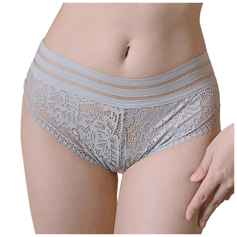 Efsteb Womens Thongs Ropa Interior Mujer Sexy Comfy Panties G Thong Mid  Waist Briefs Lingerie Breathable Underwear Gray 