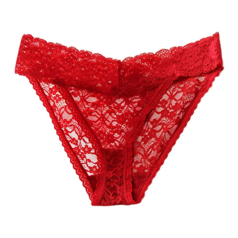 Efsteb Womens Thongs Sexy Comfy Panties Low Waist Briefs Transparent  Breathable Underwear Ropa Interior Mujer Lingerie Lace Hollow Out Briefs G  Thong Red 