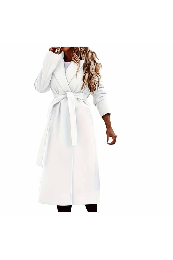 Womens Trench Coat Double-Sided Nylon Coat British Style High-End Temperament Jacket with Belt White XXL