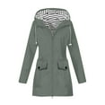 thumbnail image 1 of Efsteb Womens Waterproof Hooded Raincoat with Striped Lining Zipper Pockets Lightweight Jacket for Fall and Winter Dark Gray L, 1 of 5