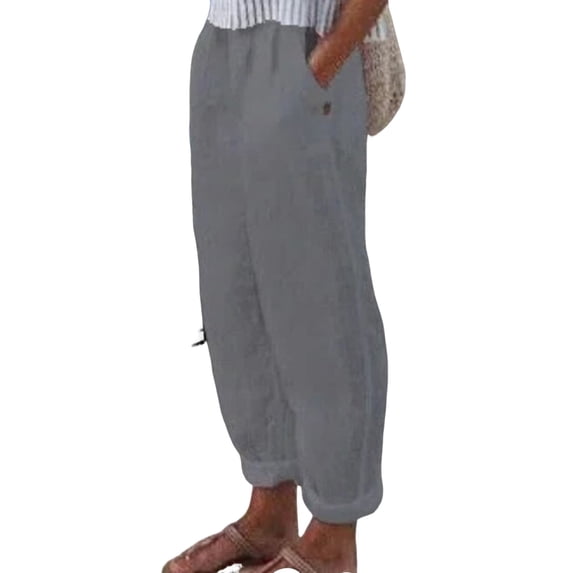 Efsteb Womens Wide Leg Pants Elastic Waist Baggy Pants Solid Color Loose Pants for Women Trousers Pants for Women Sweatpants Casual Comfortable Wide leg Pants Trousers Gray XXL