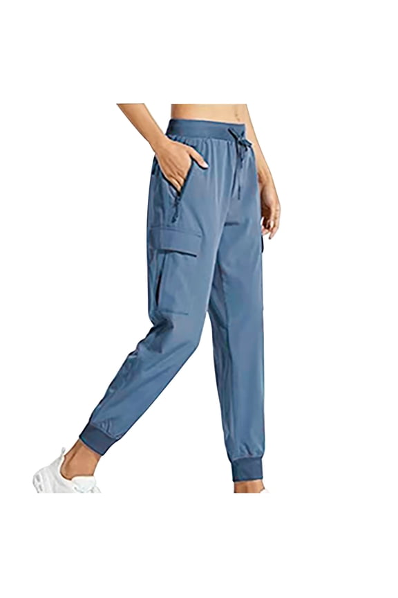 Womens Work Wear Jogging Pants Quick Drying Nylon Hiking Sports Fitness Outdoor Leisure Ankle-Length Pants Blue L